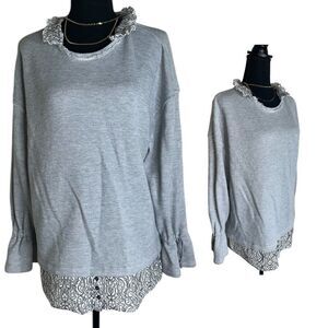 Democracy Women’s XL Top Long Sleeve Ruffled Layered Blouse Shirt Casual Office